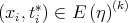 (xi,t*i) ∈ E (η)(k)   