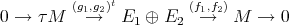  (g,g)t (f ,f ) 0 → τM 1→2 E1 ⊕ E2 1→ 2 M → 0 